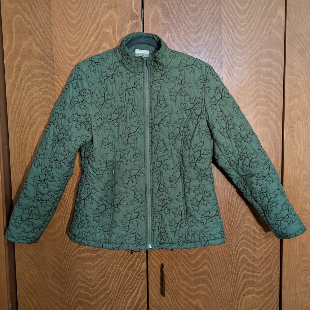 Sahalie leaf-pattern embroidered light jacket - size 8